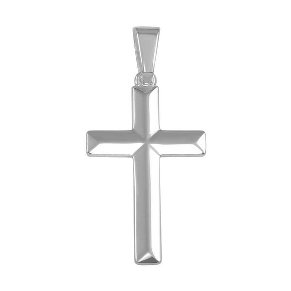 Silver 925 Silver Finish High Polished Flat Cross Pendant - SOP00042 | Silver Palace Inc.