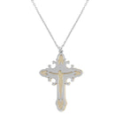 Silver 925 Two Tone Rose Gold and Rhodium Cross Pendant - SOP00045 | Silver Palace Inc.
