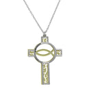 Silver 925 Two Tone Hold and Rhodium Plated Cross Pendant Necklace - SOP00046 | Silver Palace Inc.