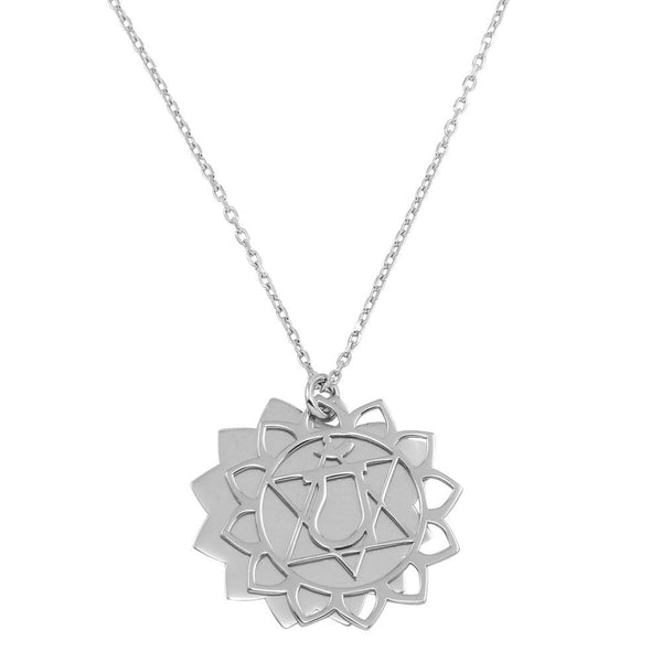 Silver 925 Rhodium Plated Anahata Chakra Necklace - SOP00051 | Silver Palace Inc.