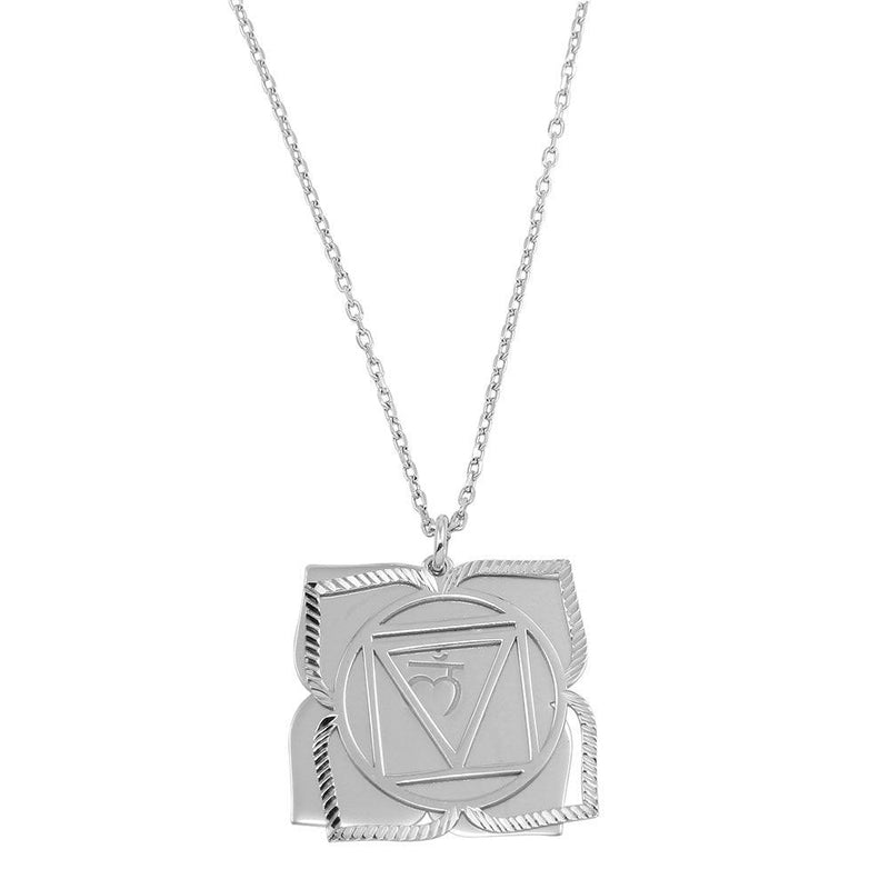Silver 925 Rhodium Plated Muladhara Chakra Symbol Necklace - SOP00053 | Silver Palace Inc.