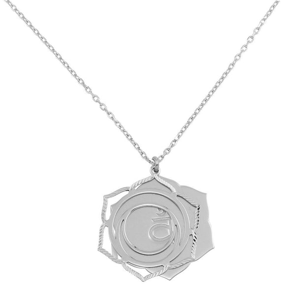 Silver 925 Rhodium Plated Sacral Chakra Necklace - SOP00056 | Silver Palace Inc.