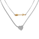 Silver 925 Rhodium Plated Double Link Arrow and Heart Pendant Necklace - SOP00061 | Silver Palace Inc.