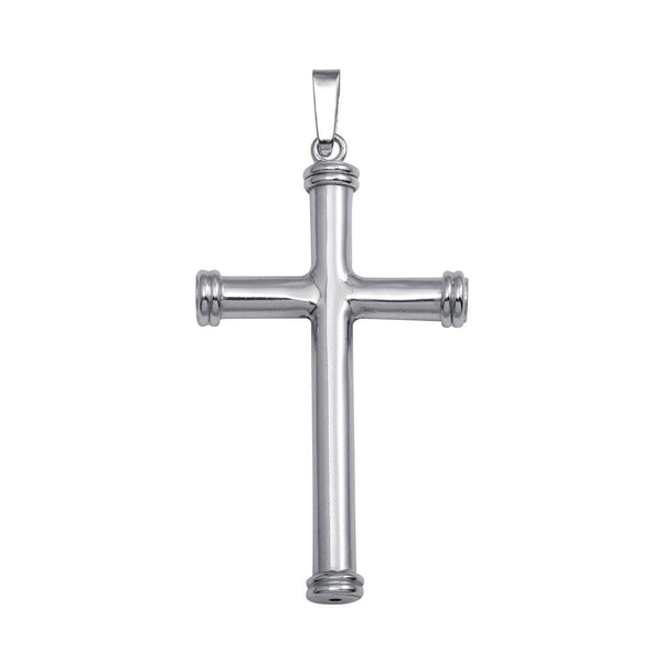 Silver 925 Rhodium Plated Large Cross Rod Pendant - SOP00075 | Silver Palace Inc.
