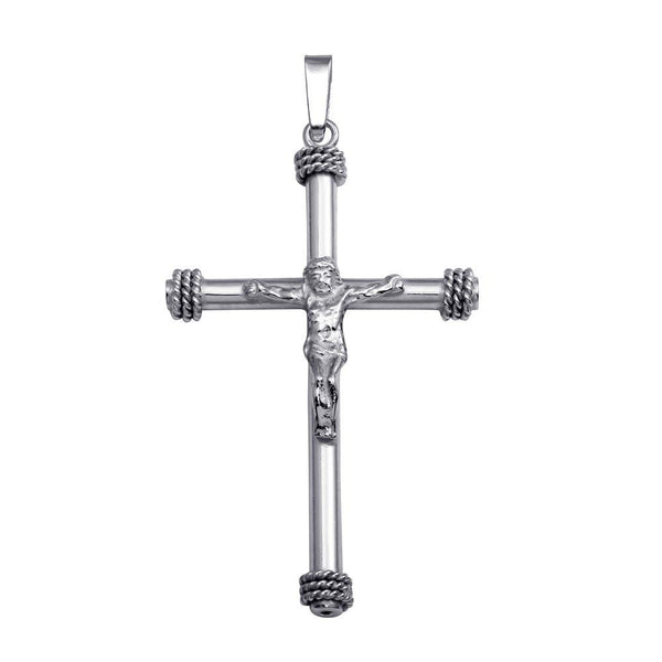 Silver 925 Rhodium Plated Large Crucifix Pendant - SOP00076 | Silver Palace Inc.