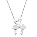 Silver 925 Rhodium Plated Flat Flamingo Pendant Necklace - SOP00086 | Silver Palace Inc.
