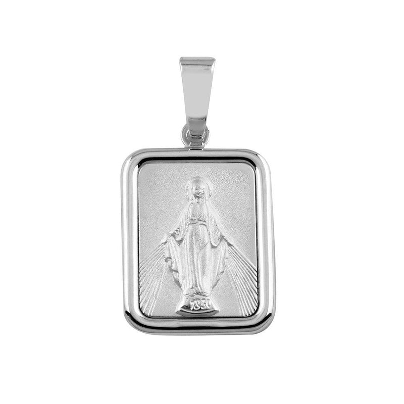 Silver 925 Square Mary Medallion Pendant - SOP00092 | Silver Palace Inc.