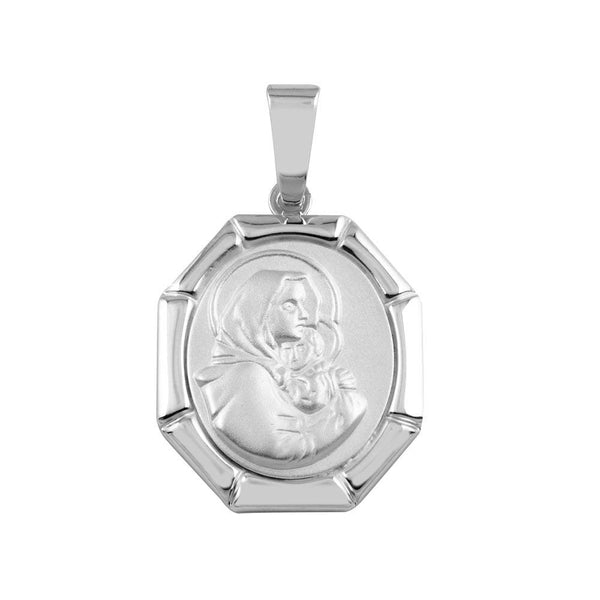 Silver 925 Oval Mary And Baby Jesus Medallion Pendant - SOP00093 | Silver Palace Inc.