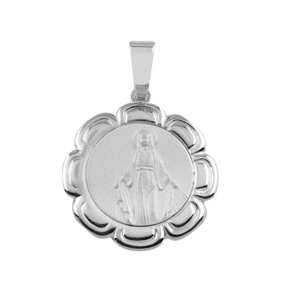 Silver 925 Round Mary Medallion Pendant - SOP00095 | Silver Palace Inc.
