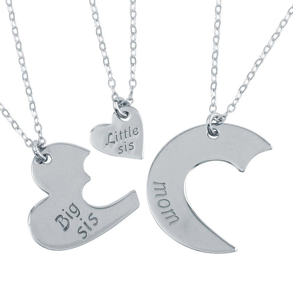 Silver 925 Rhodium Plated 3 Heart Family 3 Necklaces - SOP00103 | Silver Palace Inc.