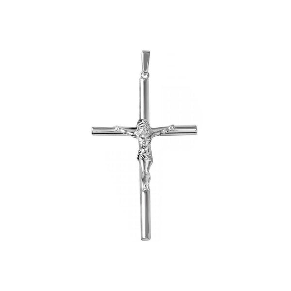 Silver 925 Cylinder High Polished Cross Pendant - SOP00108 | Silver Palace Inc.