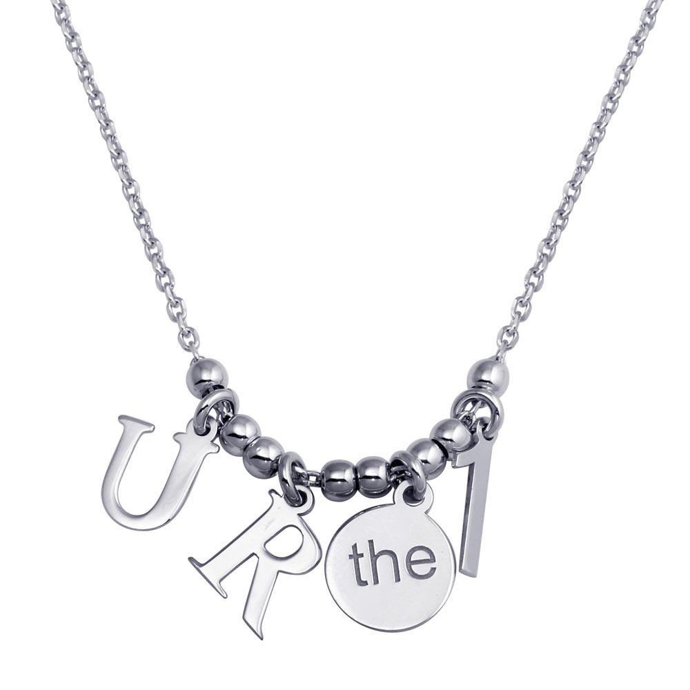 Silver 925 Rhodium Plated "RU the  1 Charm Necklace - SOP00111 | Silver Palace Inc.