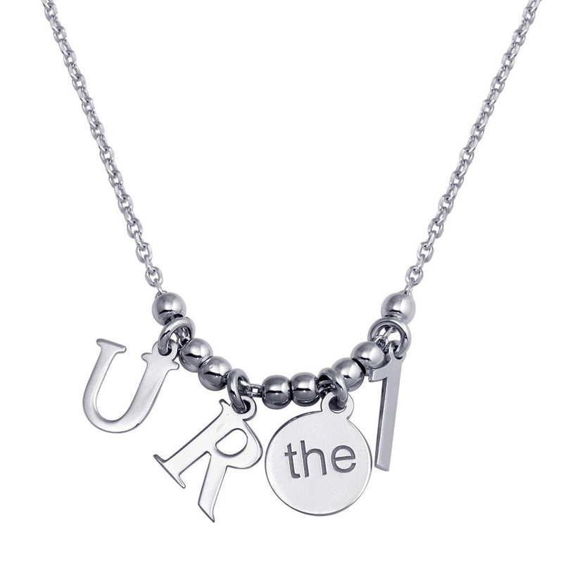 Silver 925 Rhodium Plated "RU the  1 Charm Necklace - SOP00111 | Silver Palace Inc.