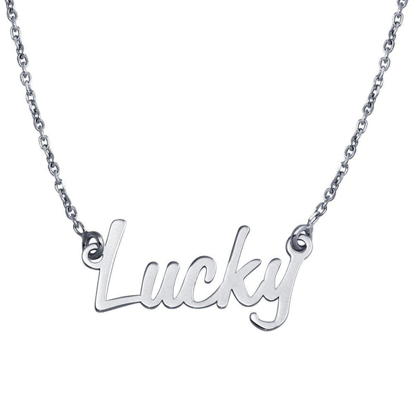 Silver 925 Rhodium Plated Lucky Pendant Necklace - SOP00116 | Silver Palace Inc.