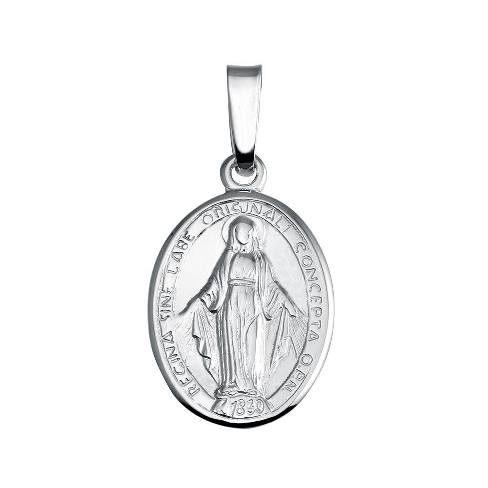 Silver 925 Silver Finish High Polished Mary Medallion Charm - SOP00133 | Silver Palace Inc.