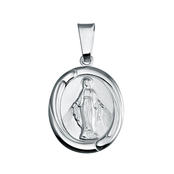 Silver 925 High Polished Mary Medallion Pendant - SOP00134 | Silver Palace Inc.
