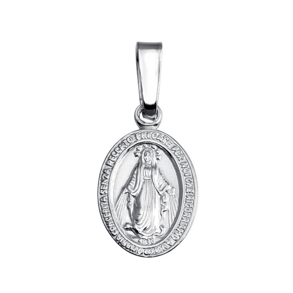Silver 925 Silver Finish High Polished Mary Medallion Small Charm - SOP00135 | Silver Palace Inc.