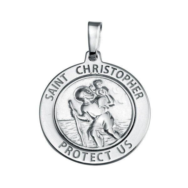 Silver 925 Silver Finish High Polished St. Christopher Medallion Charm - SOP00136 | Silver Palace Inc.