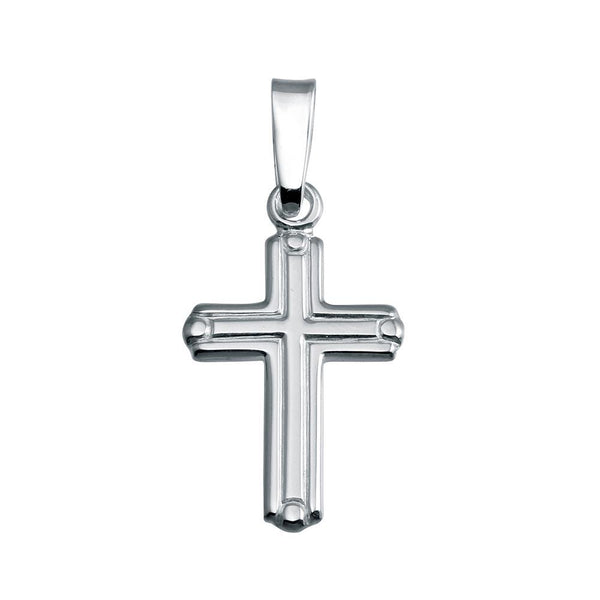 Silver 925 Non-Plated Bordered Cross Pendant - SOP00139 | Silver Palace Inc.