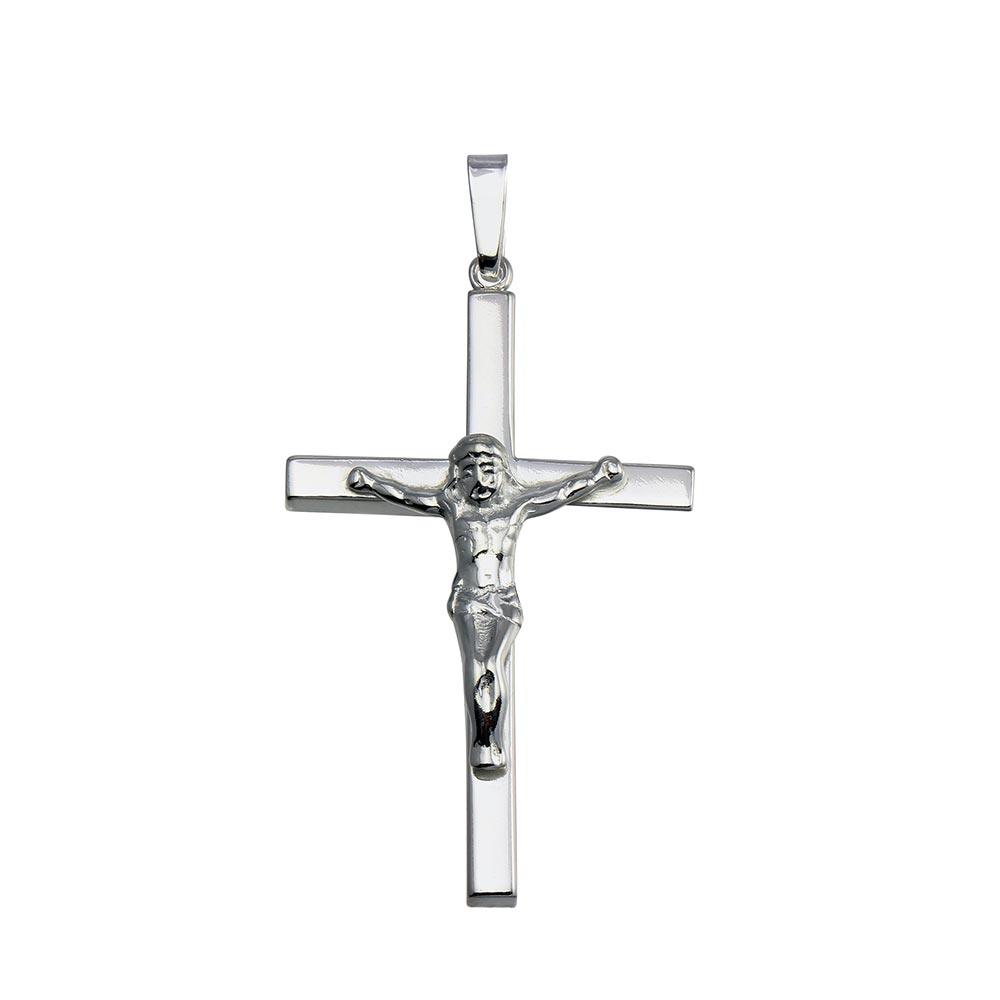 Silver 925 Silver Finish High Polished Crucifix Pendant - SOP00146 | Silver Palace Inc.