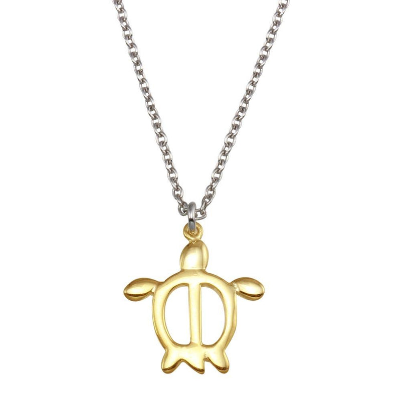 Silver 925 Two Toned Turtle Pendant Necklace - SOP00148 | Silver Palace Inc.