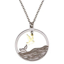 Silver 925 Two Toned Whale Tail and Bird Pendant Necklace - SOP00157 | Silver Palace Inc.