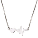 Rhodium Plated 925 Sterling Silver Heart and Heartbeat Pendant Necklace - SOP00160 | Silver Palace Inc.