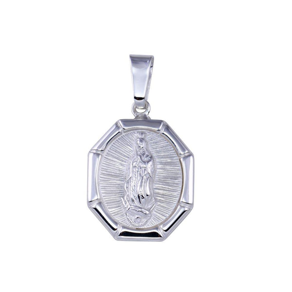 Silver 925 High Polished Nuestra SeÃƒ±ora de Guadalupe Octagon Pendant - SOP00173 | Silver Palace Inc.