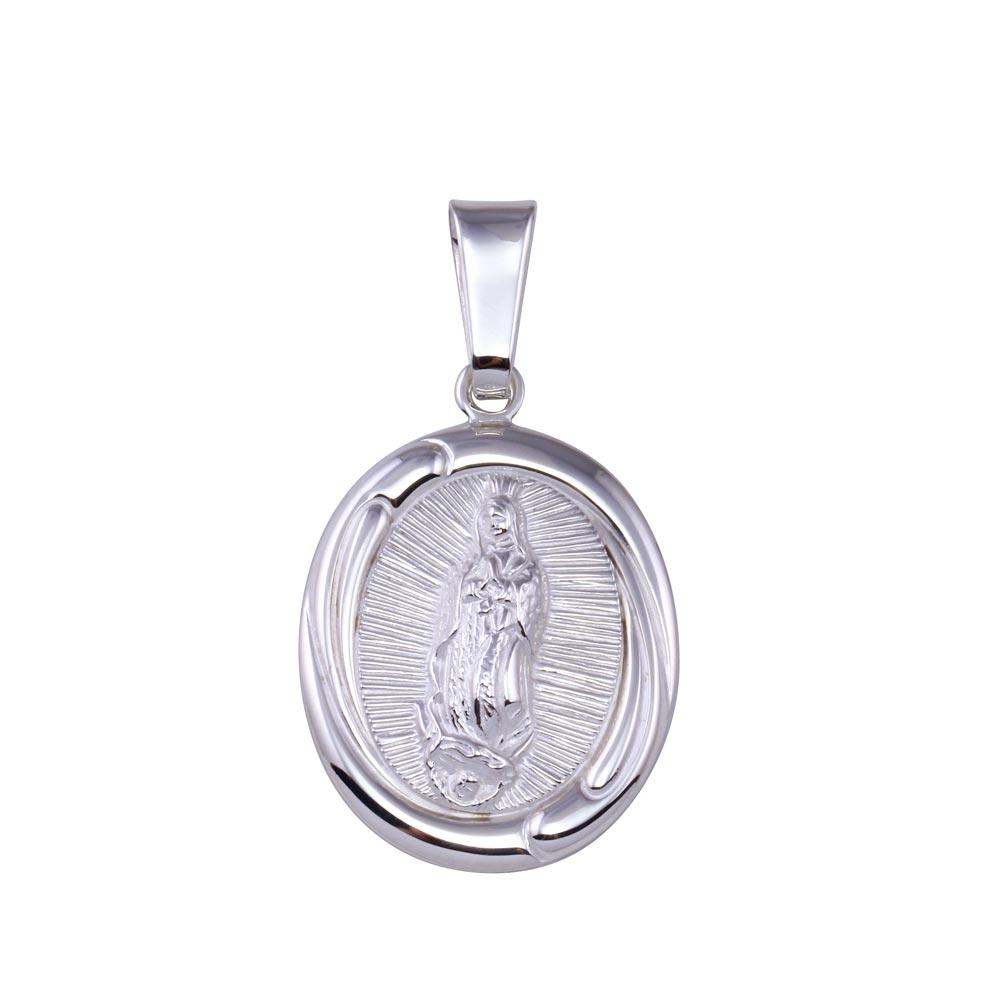 Silver 925 High Polished Nuestra SeÃƒ±ora de Guadalupe Oval Pendant - SOP00175 | Silver Palace Inc.