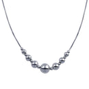 Silver 925 Rhodium Plated 15 Beads Necklace - SOP00089 | Silver Palace Inc.