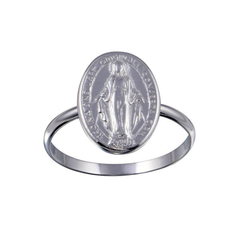 Silver 925 High Polished Mary Medallion Ring - SOR00026 | Silver Palace Inc.