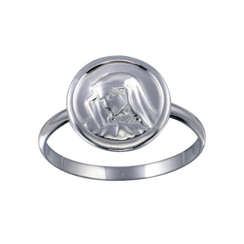 Silver 925 High Polished Mary Medallion Ring - SOR00027 | Silver Palace Inc.
