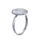 High Polished 925 Sterling Silver Disc Mother Mary Design Ring - SOR00032