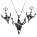 Silver 925 Oxidized Western Bull Skull Set - SOS00002 | Silver Palace Inc.