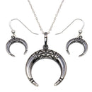 Silver 925 Oxidized Crescent With Design Set - SOS00005 | Silver Palace Inc.