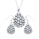 Silver 925 Rhodium Plated Mosaic Design Teardrop Set - SOS00012 | Silver Palace Inc.