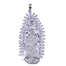 Rhodium Plated 925 Sterling Silver CZ Lady of Guadalupe Pendant - SLP00286 | Silver Palace Inc.