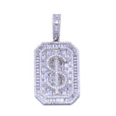 Rhodium Plated 925 Sterling Silver CZ Dollar Sign Tag Pendant - SLP00300 | Silver Palace Inc.
