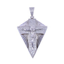 Rhodium Plated 925 Sterling Silver CZ Shining Cross Pendant - SLP00315 | Silver Palace Inc.