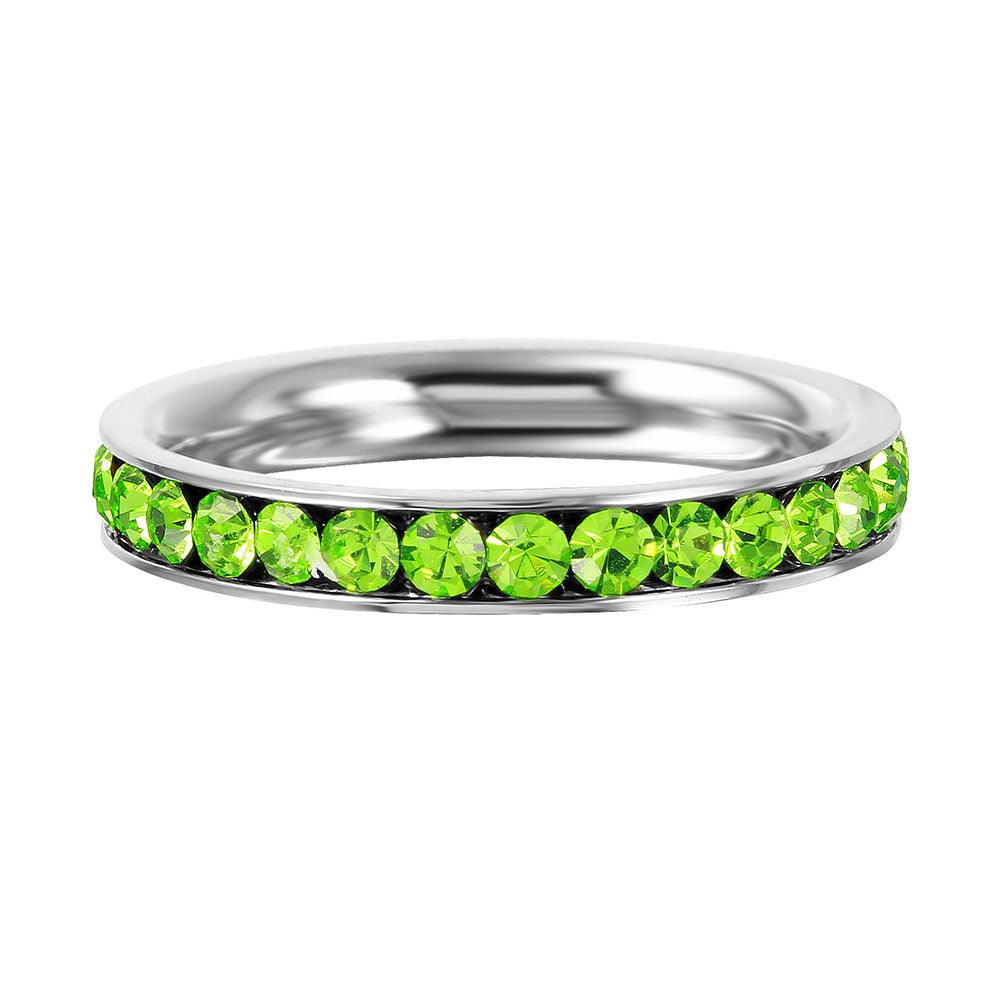 Alianza de eternidad con circonita cúbica de acero inoxidable Agosto - SSR15AUG