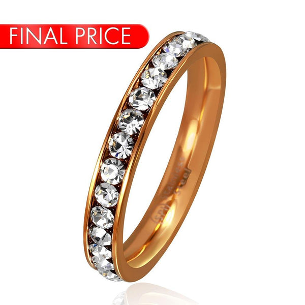 Stainless Steel Rose Gold Color CZ Eternity Band - SSR15RGP | Silver Palace Inc.