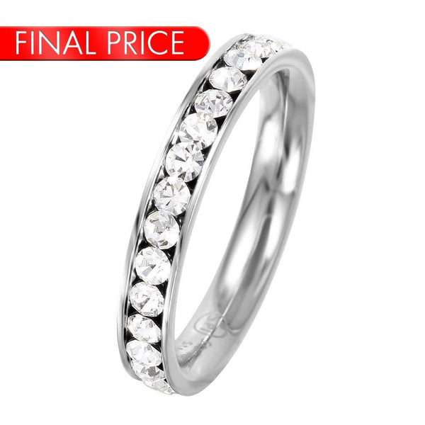 Stainless Steel CZ Eternity Band April - SSR15APR | Silver Palace Inc.