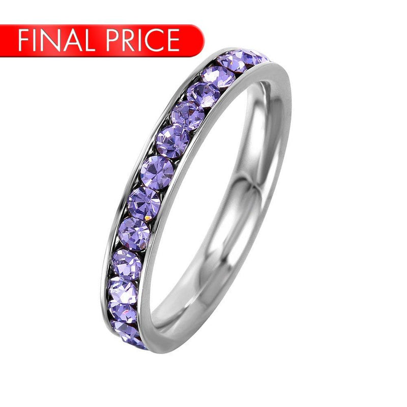 Stainless Steel CZ Eternity Band June - SSR15JUN | Silver Palace Inc.