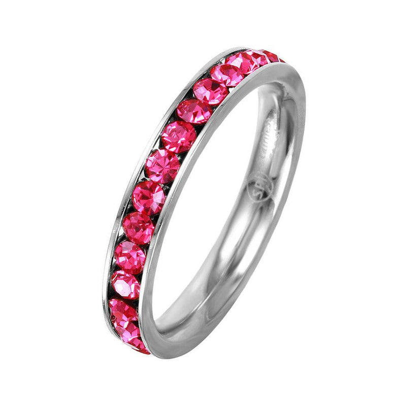 Stainless Steel CZ Eternity Band October - SSR15OCT