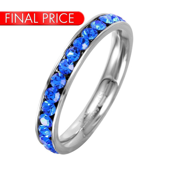 Stainless Steel CZ Eternity Band September - SSR15SEP | Silver Palace Inc.