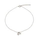 Rhodium Plated 925 Sterling Silver 2 Dangling Hearts Clear CZ Anklet - STA00001 | Silver Palace Inc.