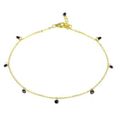Silver 925 Gold Plated Dangling Black CZ Anklet - STA00572GP | Silver Palace Inc.