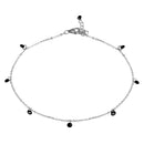 Silver 925 Rhodium Plated Dangling Black CZ Anklet - STA00572RH | Silver Palace Inc.