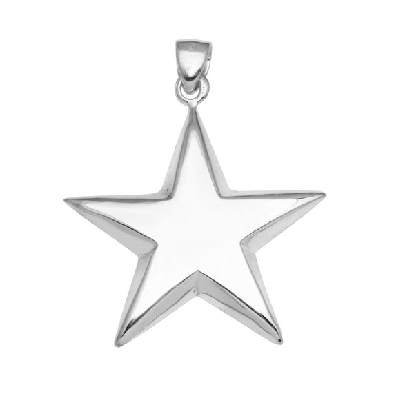 Silver 925 High Polished Puffy Engravable Star Pendant31mm  - STAR02 | Silver Palace Inc.