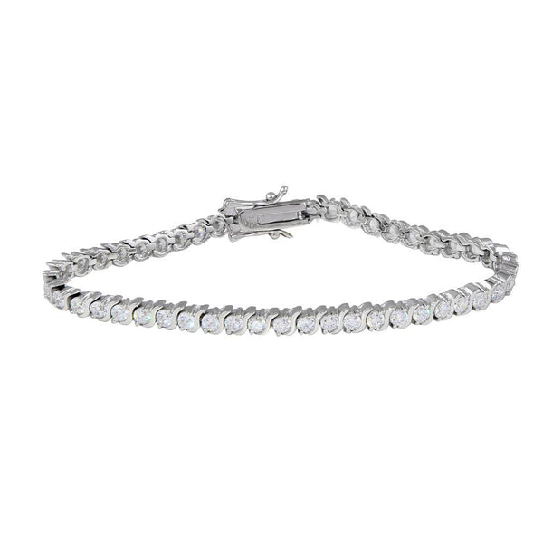 Silver 925 Rhodium Plated Clear CZ Tennis Bracelet - STB00078 | Silver Palace Inc.